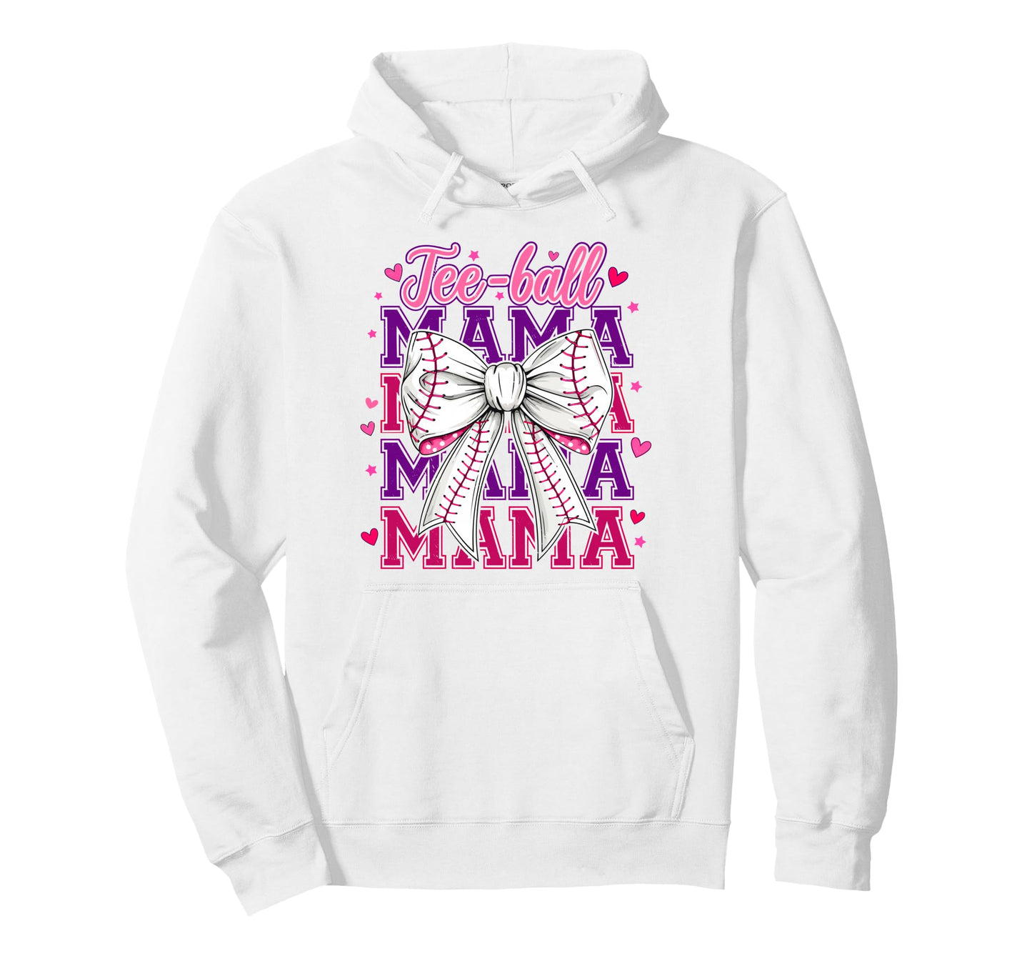 T Ball Mama Baseball Mom Coquette Hoodie - Casual Everyday Wear for Adults - T-Shirt, Sweatshirt, Hoodie