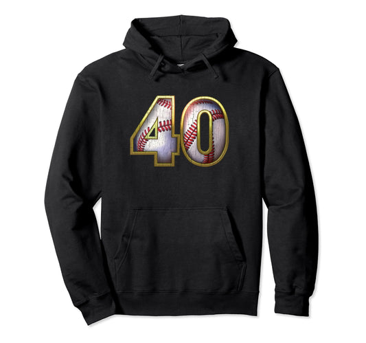 40Th Birthday Baseball Pattern Gift Hoodie - Custom Art Print for Adults - T-Shirt, Sweatshirt, Hoodie