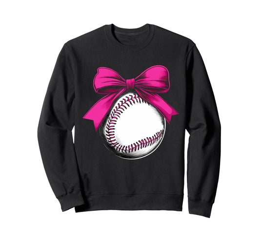 Baseball Coquette Bow Baseball Mom Sweatshirt - Custom Art Print Unisex - T-Shirt, Sweatshirt, Hoodie