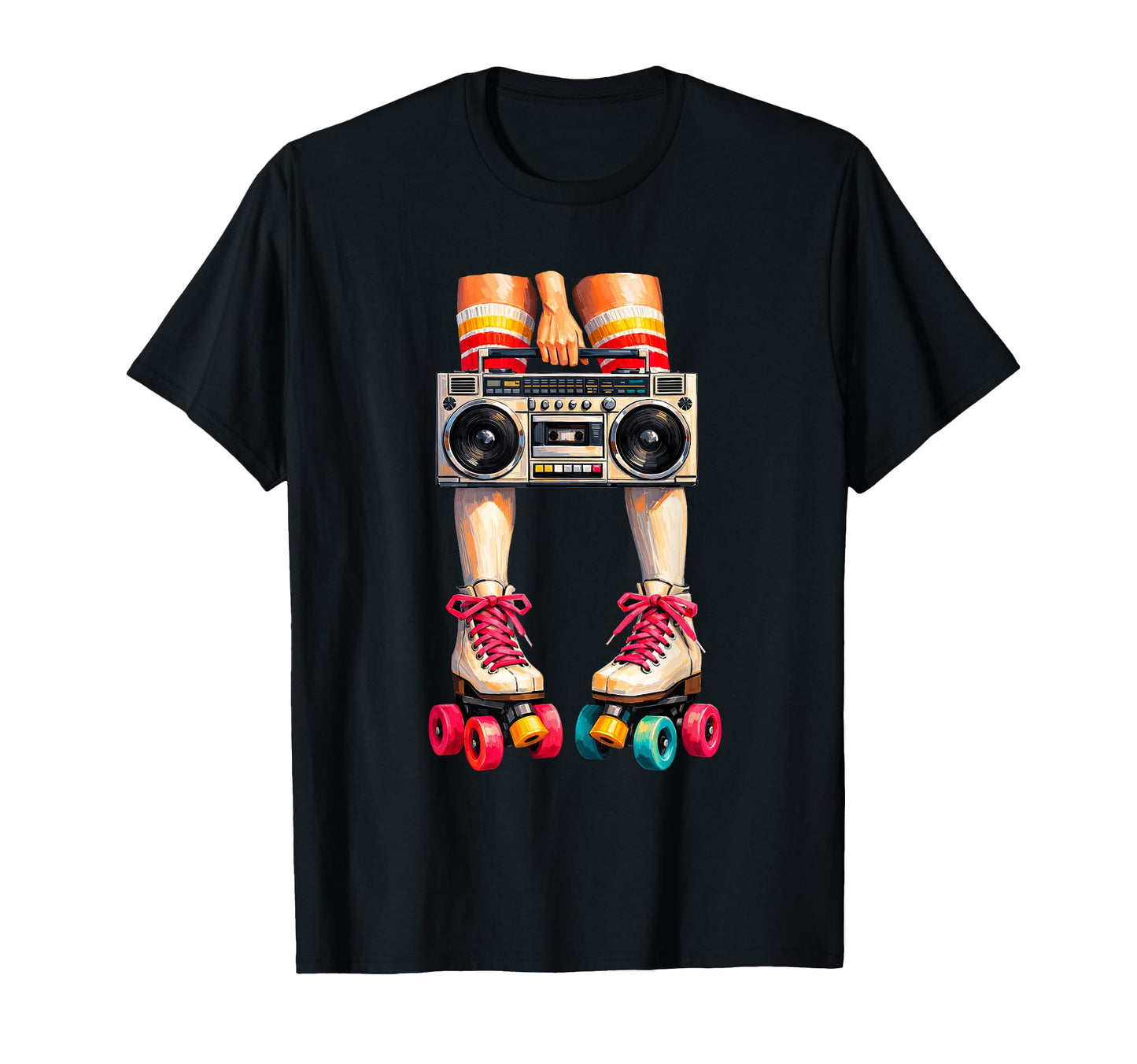 Rollerskates Boombox 80S Party Down T-Shirt - Unique Graphic for Adults - T-Shirt, Sweatshirt, Hoodie