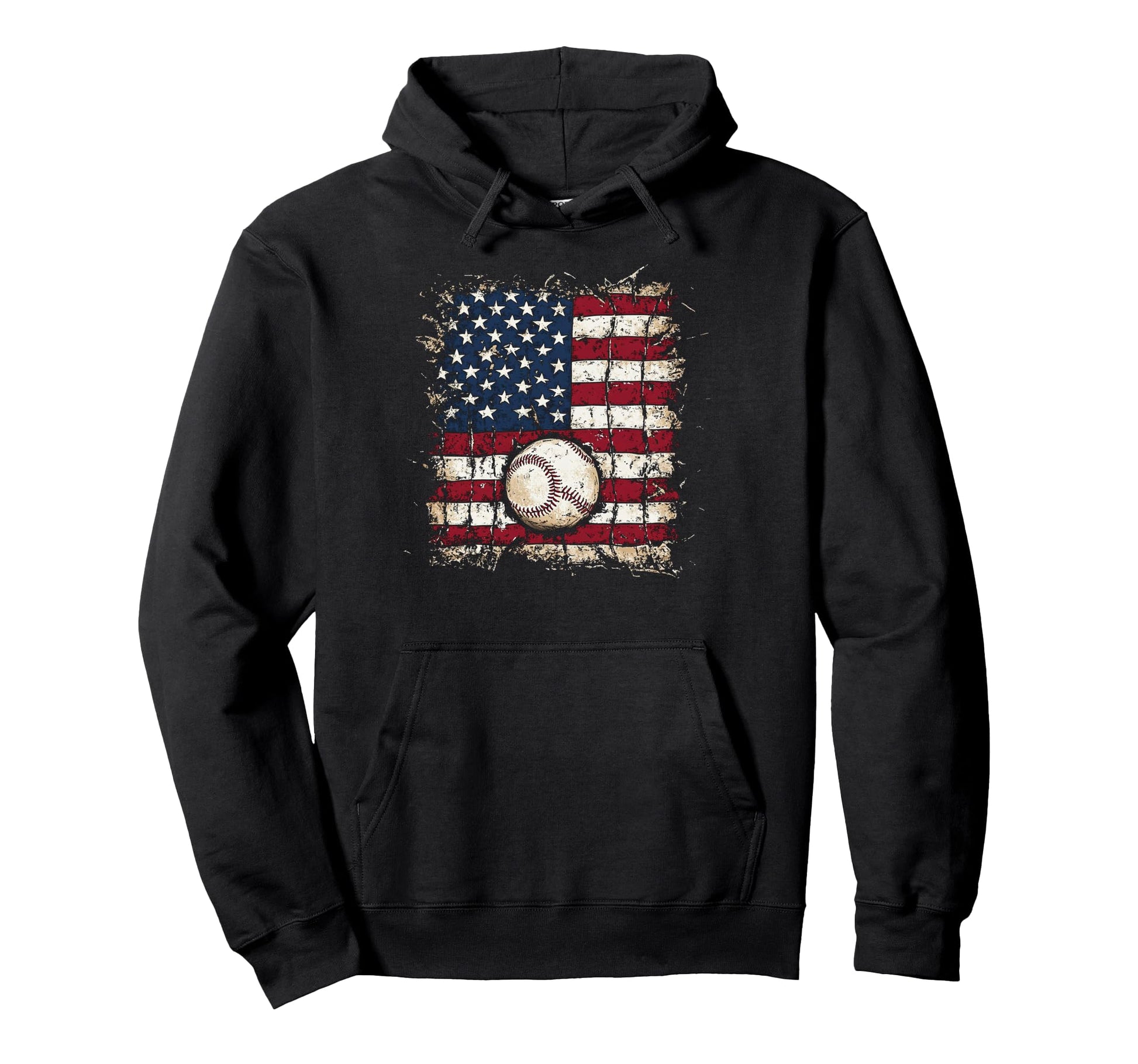 American Flag Baseball Distressed Usa Hoodie - Novelty Apparel for Adults - T-Shirt, Sweatshirt, Hoodie