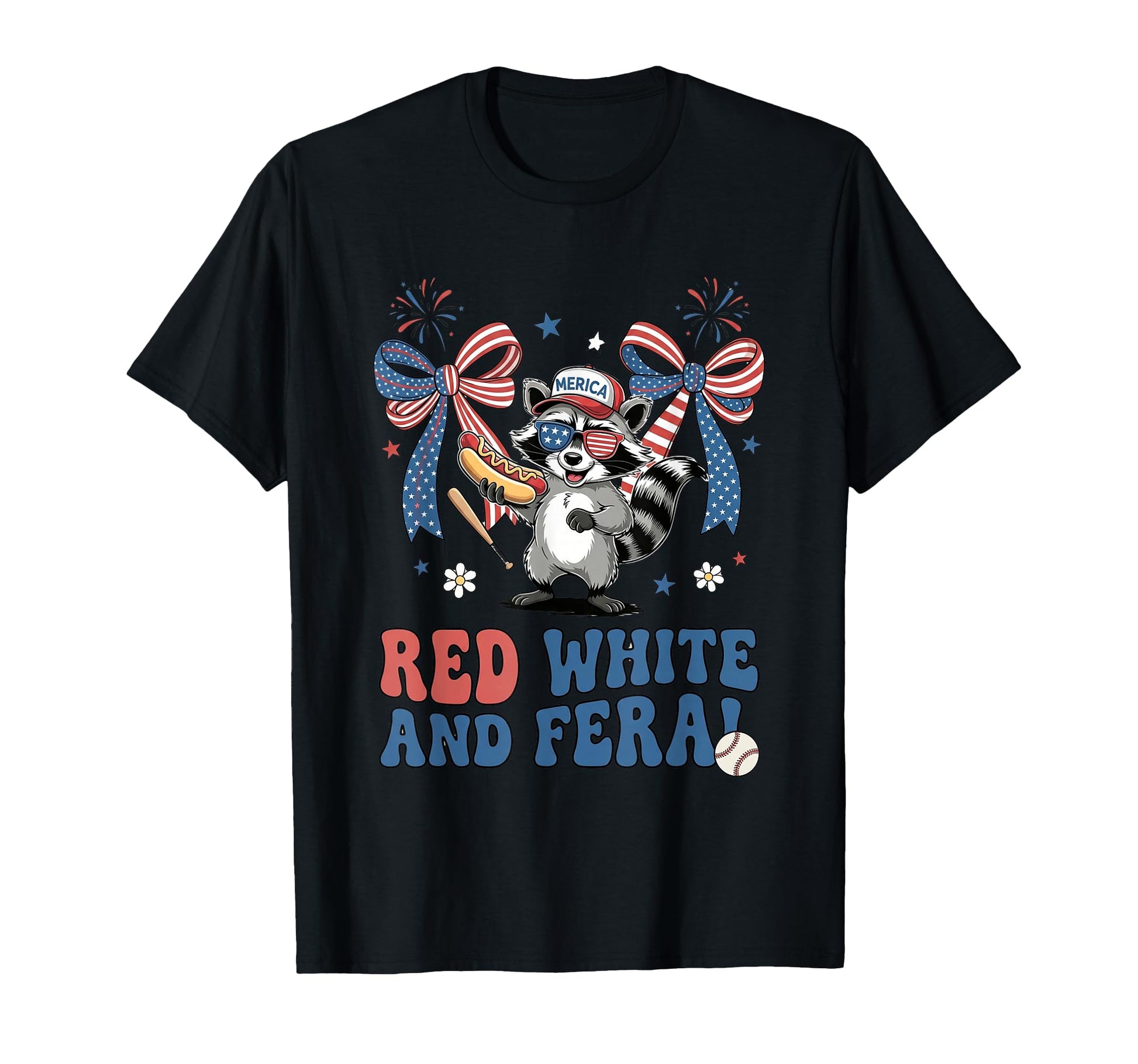 Red White And Feral Patriotic Raccoon T-Shirt - Unique Graphic Unisex - T-Shirt, Sweatshirt, Hoodie