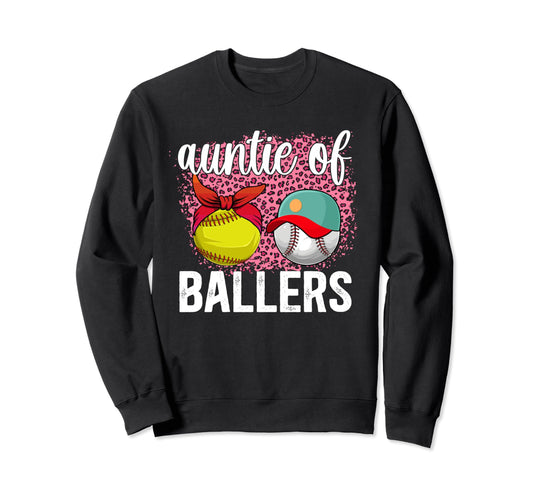 Auntie Ballers Leopard Softball Sweatshirt - Casual Everyday Wear Unisex - T-Shirt, Sweatshirt, Hoodie