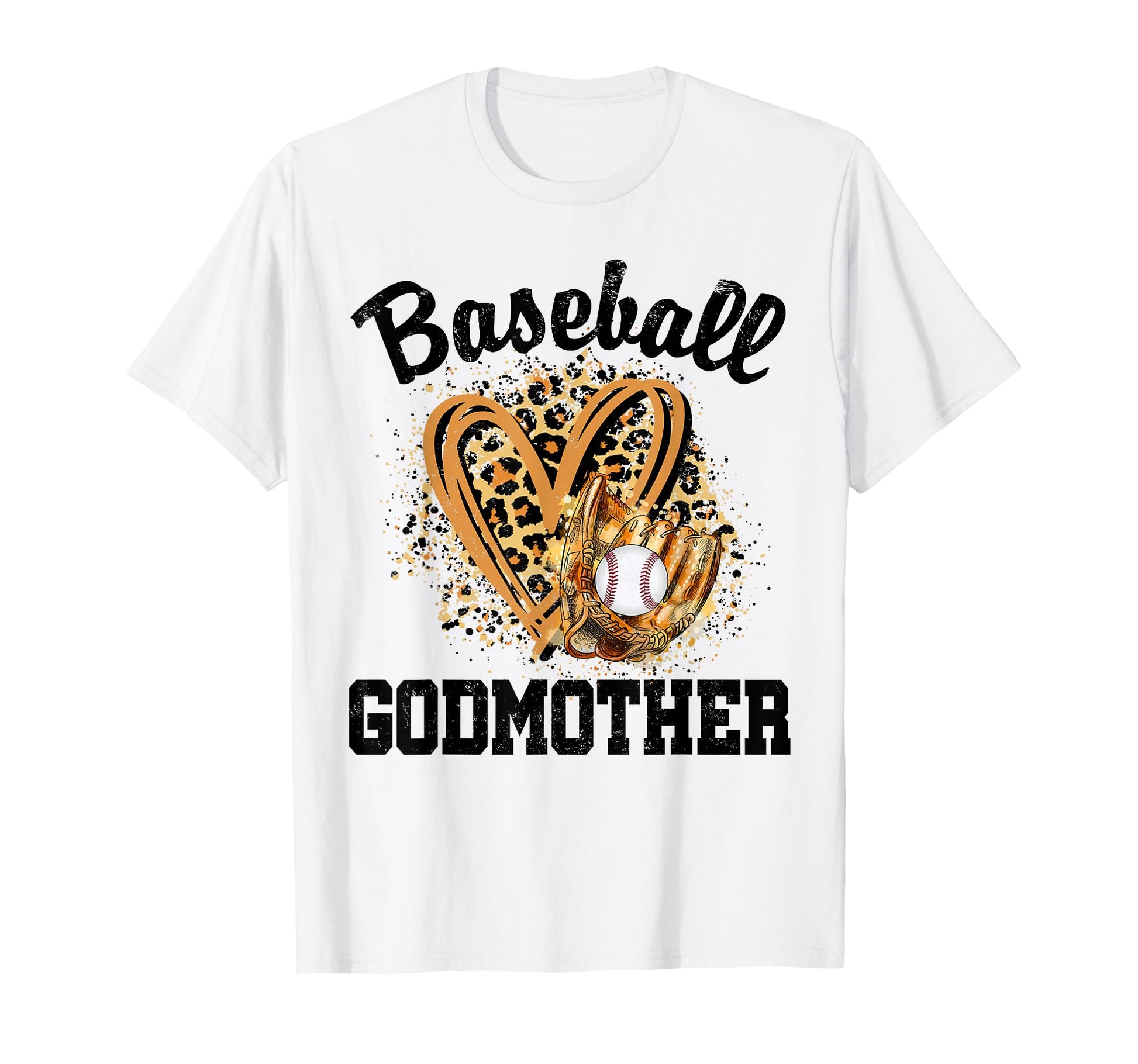 Baseball Godmother Leopard Heart T-Shirt - Aesthetic Graphic Men Women - T-Shirt, Sweatshirt, Hoodie