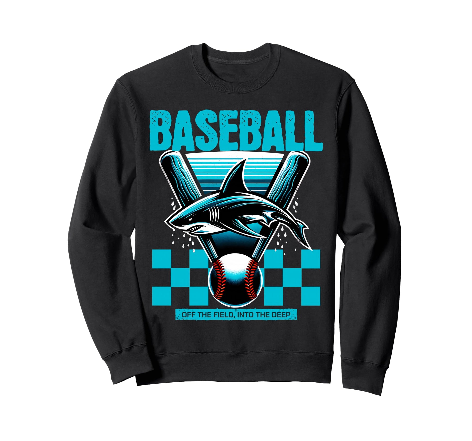 Baseball Shark Off Field Into Sweatshirt - Aesthetic Graphic Men Women - T-Shirt, Sweatshirt, Hoodie