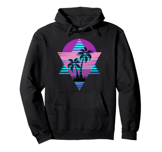 80S Vaporwave Palm Trees Sunset Synthwave Hoodie - Streetwear Style Unisex - T-Shirt, Sweatshirt, Hoodie