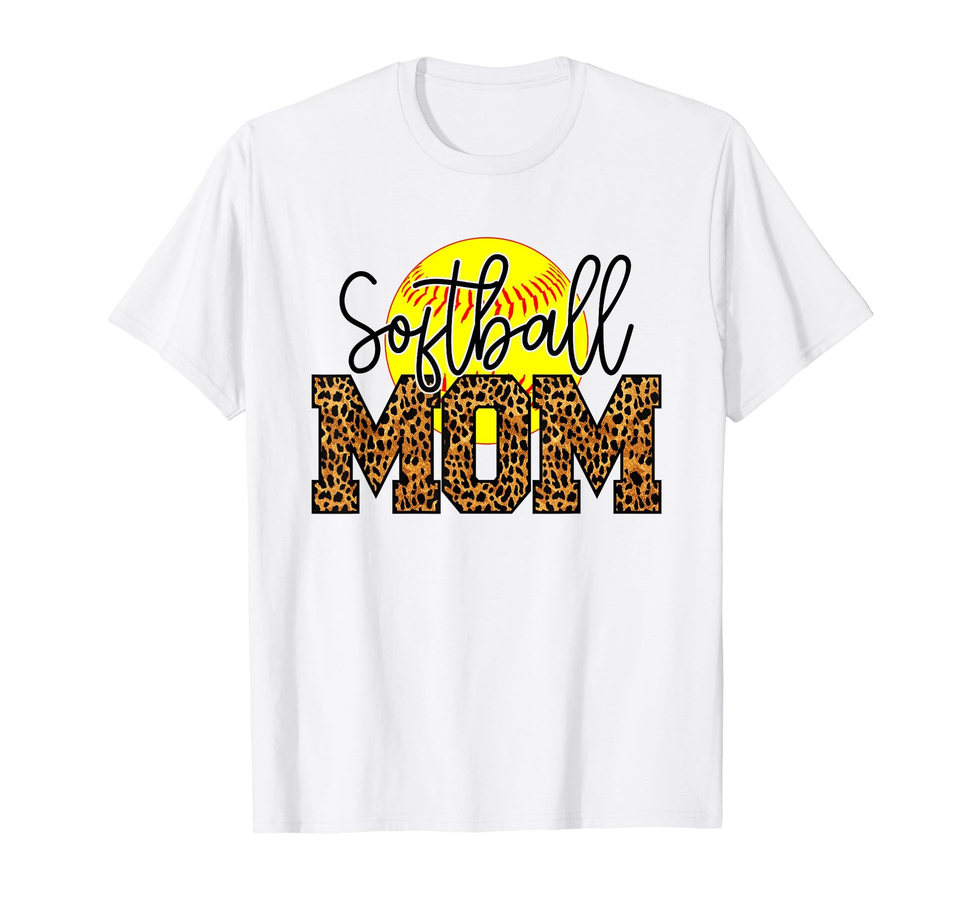 Softball Mom Leopard Funny Softball Mom T-Shirt - Novelty Apparel Unisex - T-Shirt, Sweatshirt, Hoodie