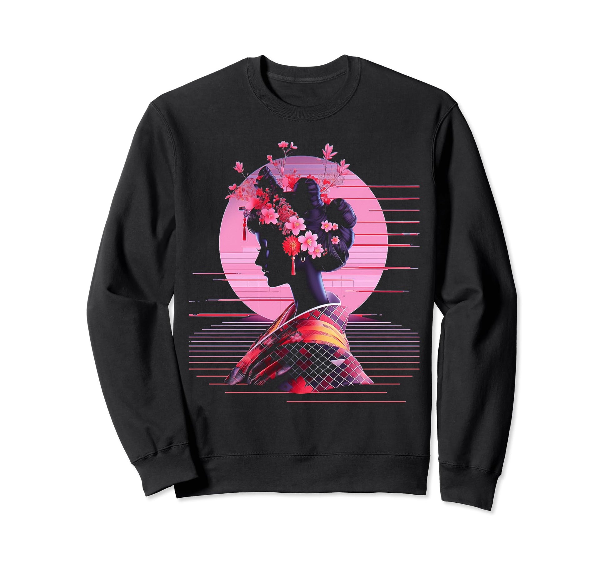 Vaporwave Geisha 80S Synthwave 33 Sweatshirt - Unique Graphic for Adults - T-Shirt, Sweatshirt, Hoodie