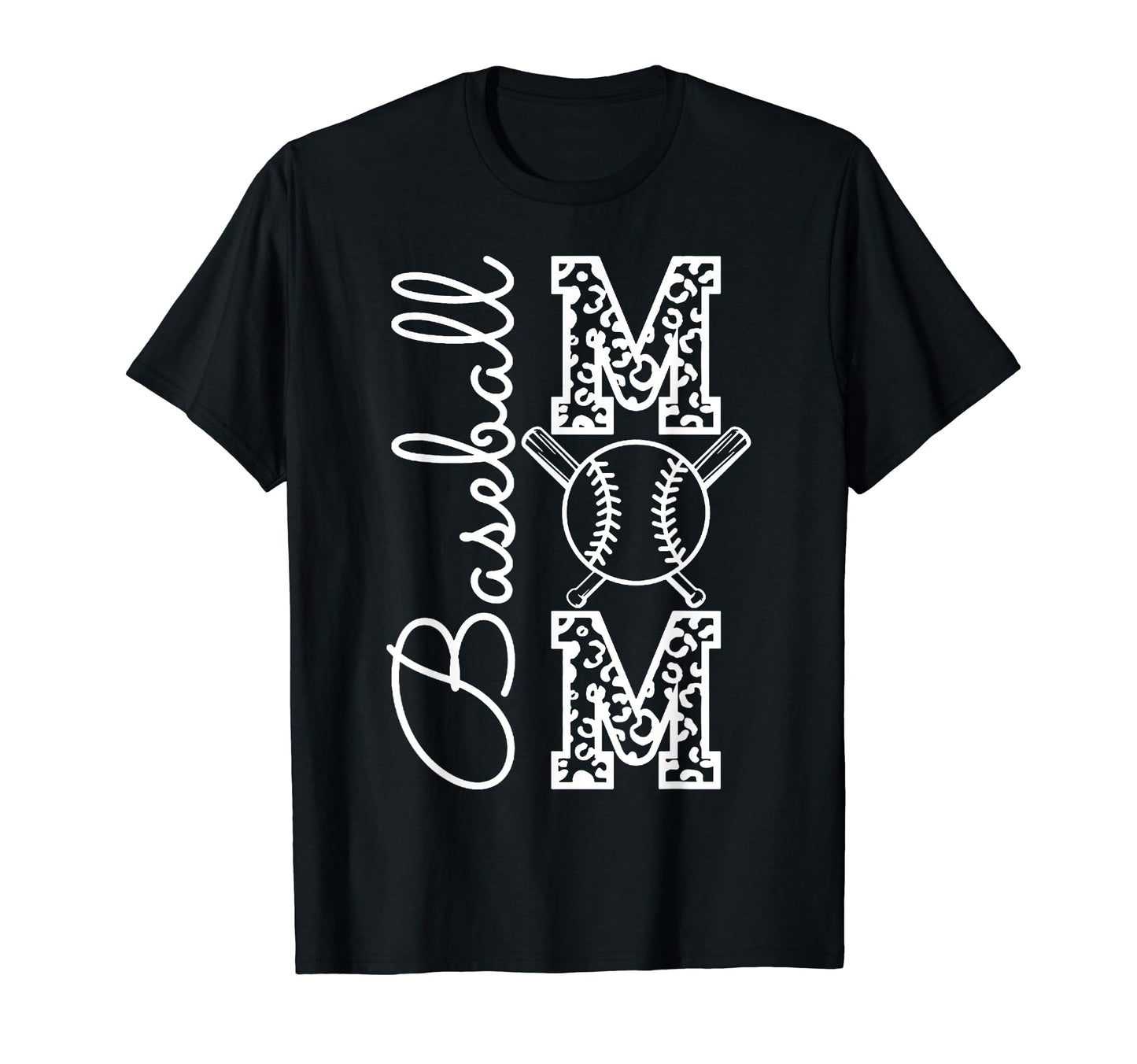 Baseball Mom Leopard Mothers Day T-Shirt - Minimalist Print for Adults - T-Shirt, Sweatshirt, Hoodie