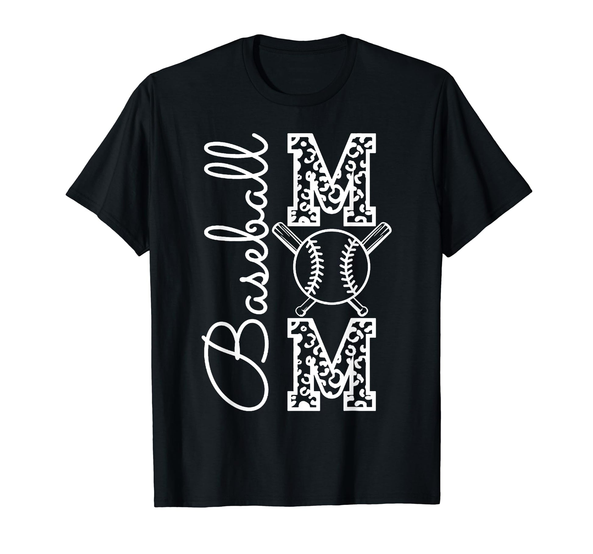 Baseball Mom Leopard Mothers Day T-Shirt - Minimalist Print for Adults - T-Shirt, Sweatshirt, Hoodie