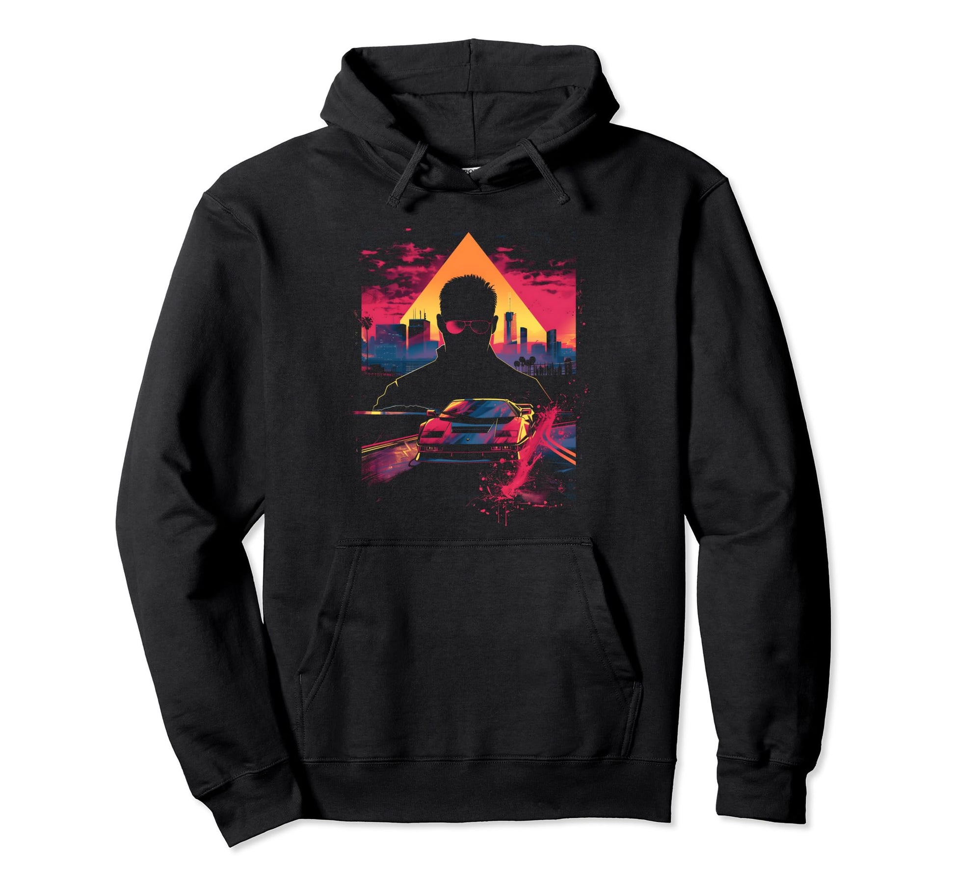 Car Sunglasses Skyline 1980S 1990S Hoodie - Graphic Print for Adults - T-Shirt, Sweatshirt, Hoodie