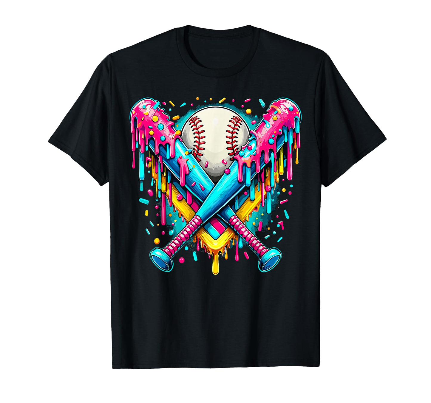 Baseball Player Ice Cream Funny Drip T-Shirt - Trendy Graphic Men Women - T-Shirt, Sweatshirt, Hoodie