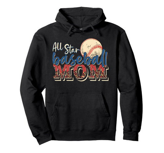All Star Baseball Mom Hoodie - Aesthetic Graphic Men Women - T-Shirt, Sweatshirt, Hoodie