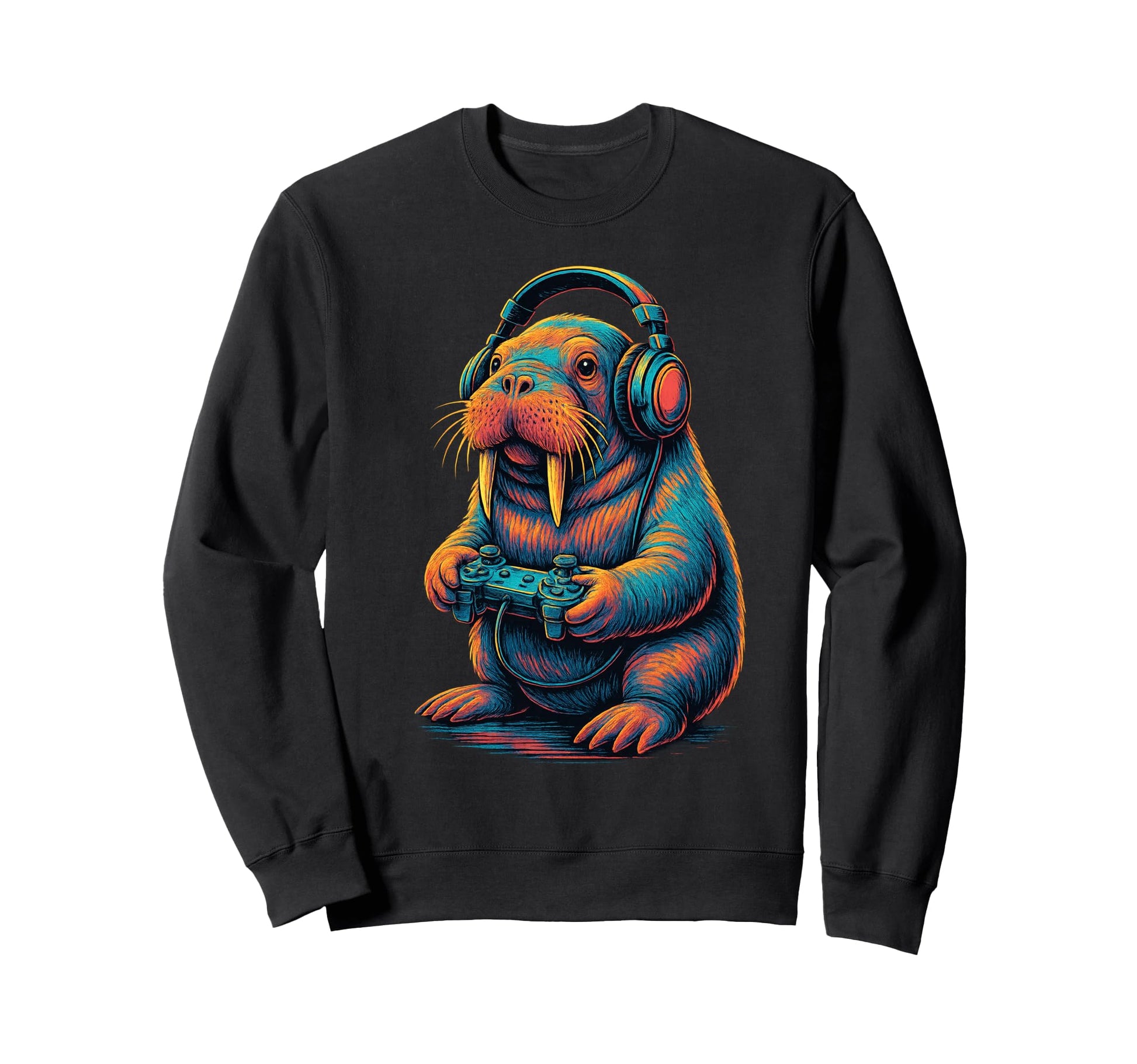 Walrus Gamer Gaming Animal Lover Sweatshirt - Fun Novelty Design Unisex - T-Shirt, Sweatshirt, Hoodie