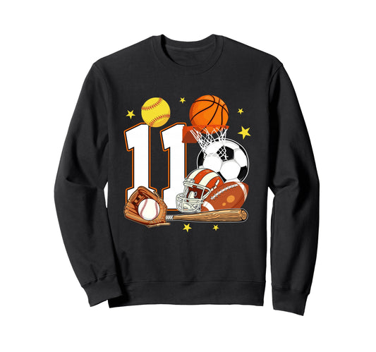 11Th Birthday Sports Birthday Theme Sweatshirt - Graphic Print Men Women - T-Shirt, Sweatshirt, Hoodie