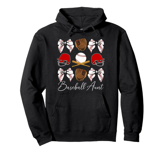 Baseball Aunt Baseball Player Auntie Hoodie - Unique Graphic Men Women - T-Shirt, Sweatshirt, Hoodie