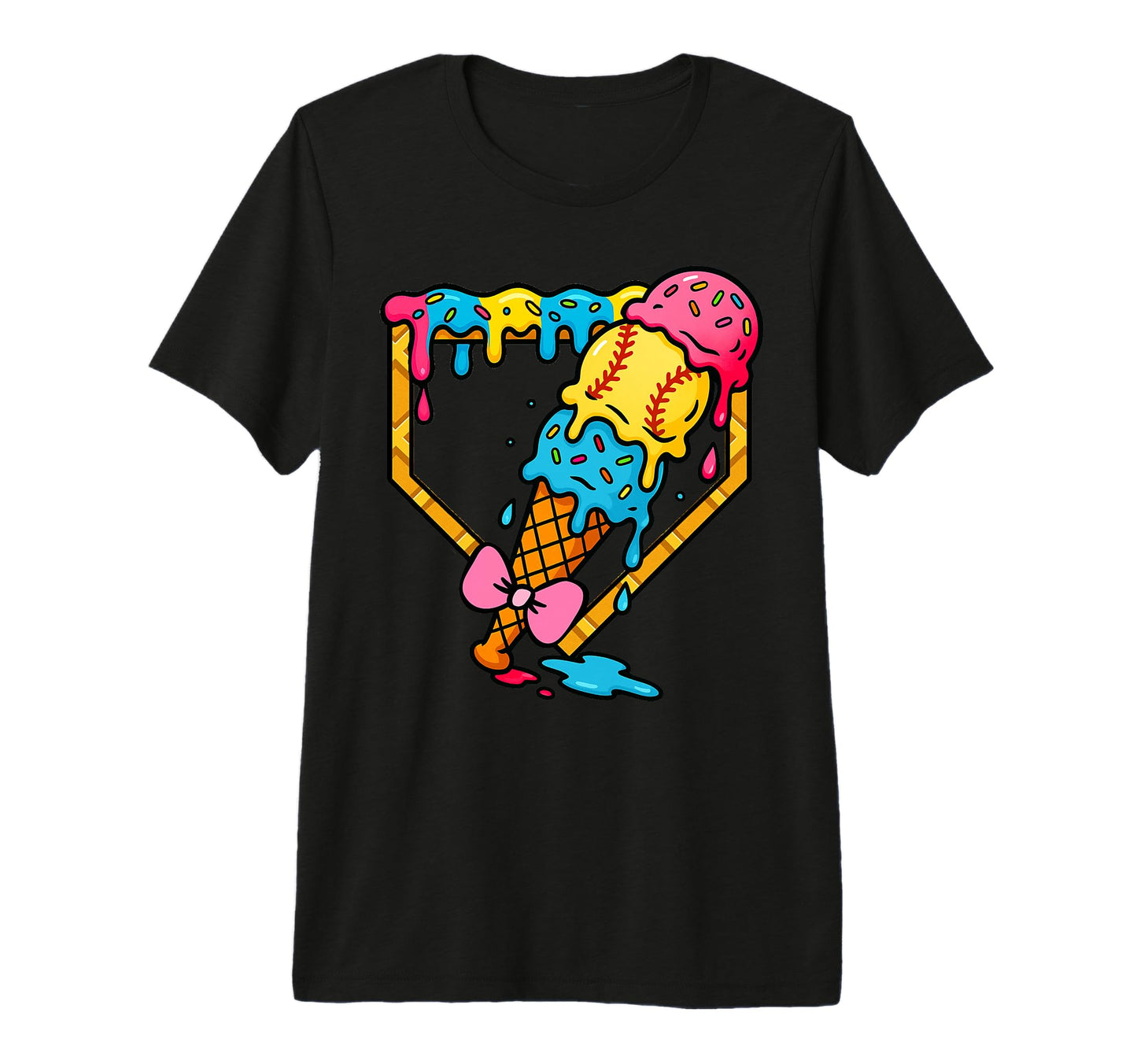 Fun Baseball Mama Coquette Ice Cream T-Shirt - Minimalist Print for Adults - T-Shirt, Sweatshirt, Hoodie