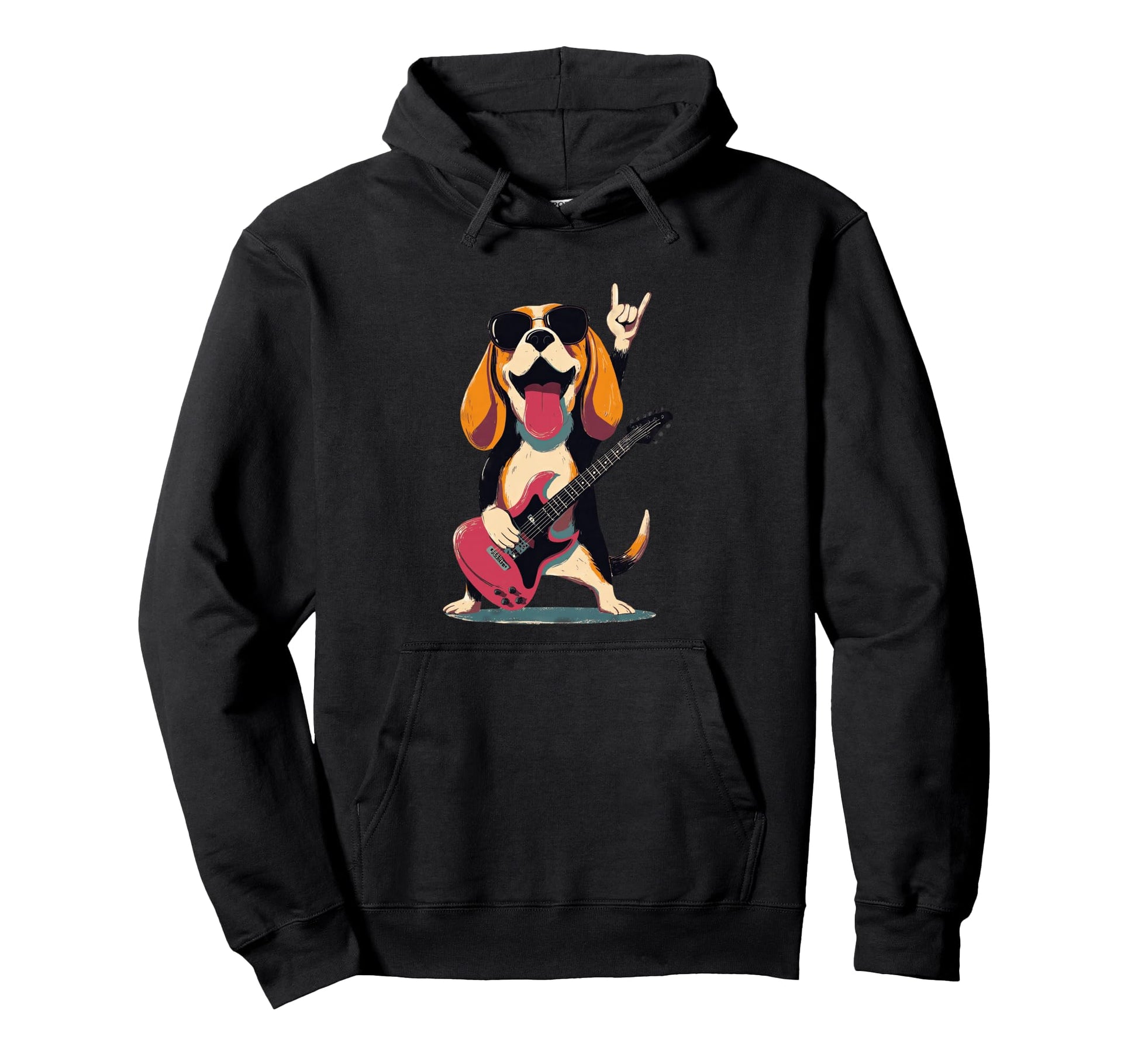 Beagle Dog Rockstar Music Lover Hoodie - Graphic Print Men Women - T-Shirt, Sweatshirt, Hoodie