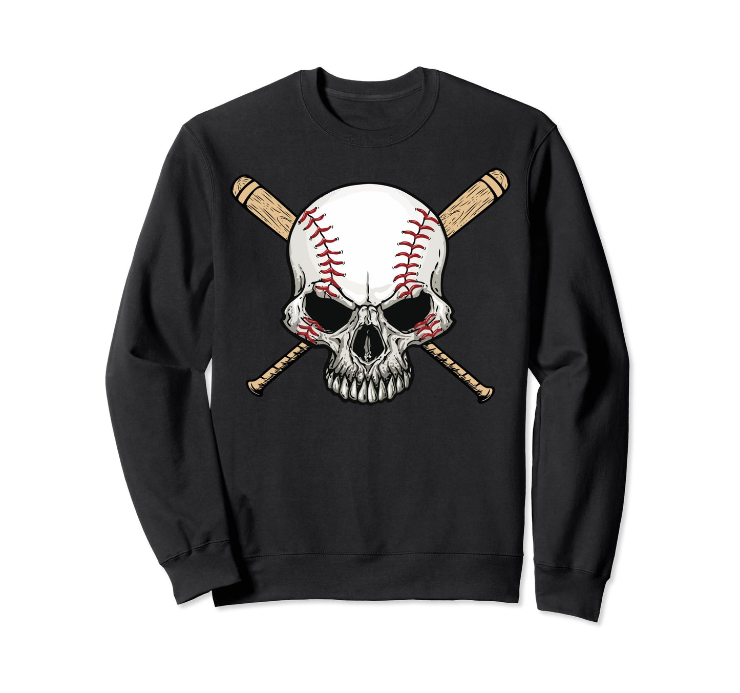 Baseball Skull Pumpkin Halloween Sweatshirt - Unique Graphic Unisex - T-Shirt, Sweatshirt, Hoodie