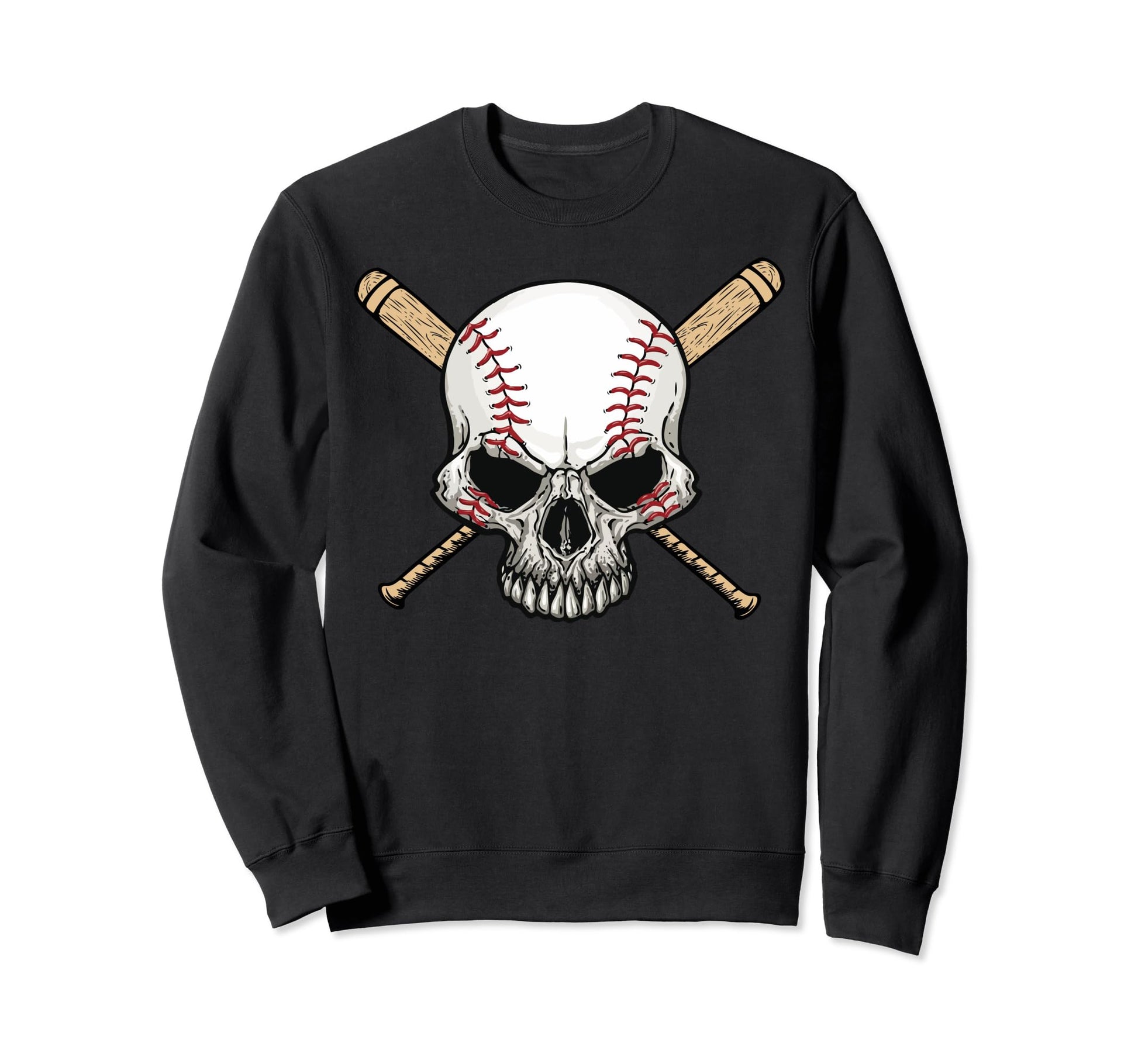 Baseball Skull Pumpkin Halloween Sweatshirt - Unique Graphic Unisex - T-Shirt, Sweatshirt, Hoodie
