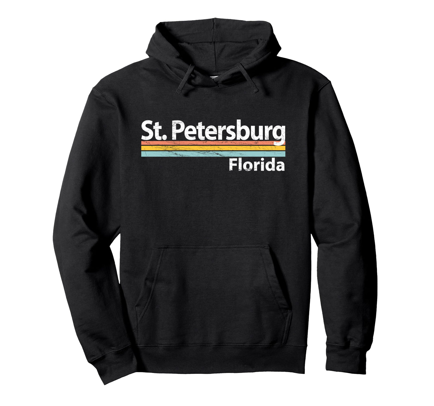 St Petersburg Florida Worn Stripes Hoodie - Novelty Apparel Men Women - T-Shirt, Sweatshirt, Hoodie