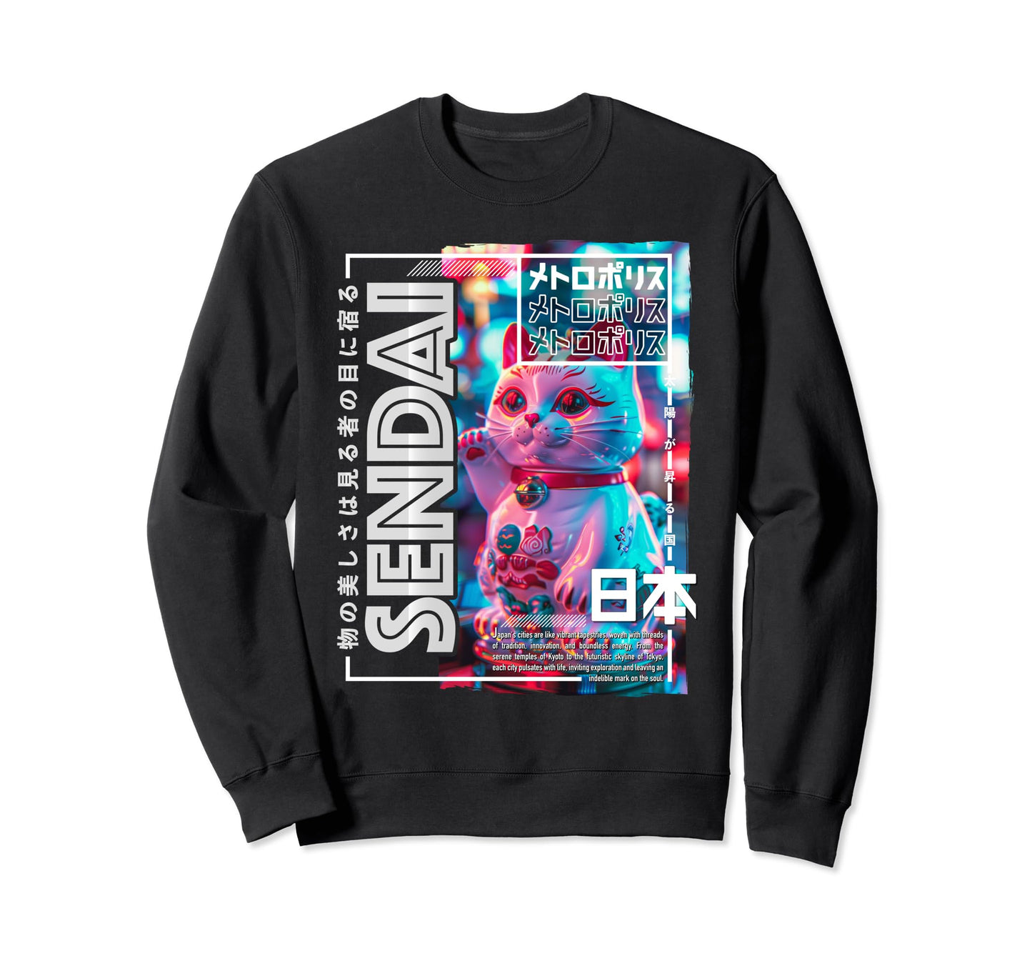Sendai City 80S Synthwave Sweatshirt - Custom Art Print for Adults - T-Shirt, Sweatshirt, Hoodie