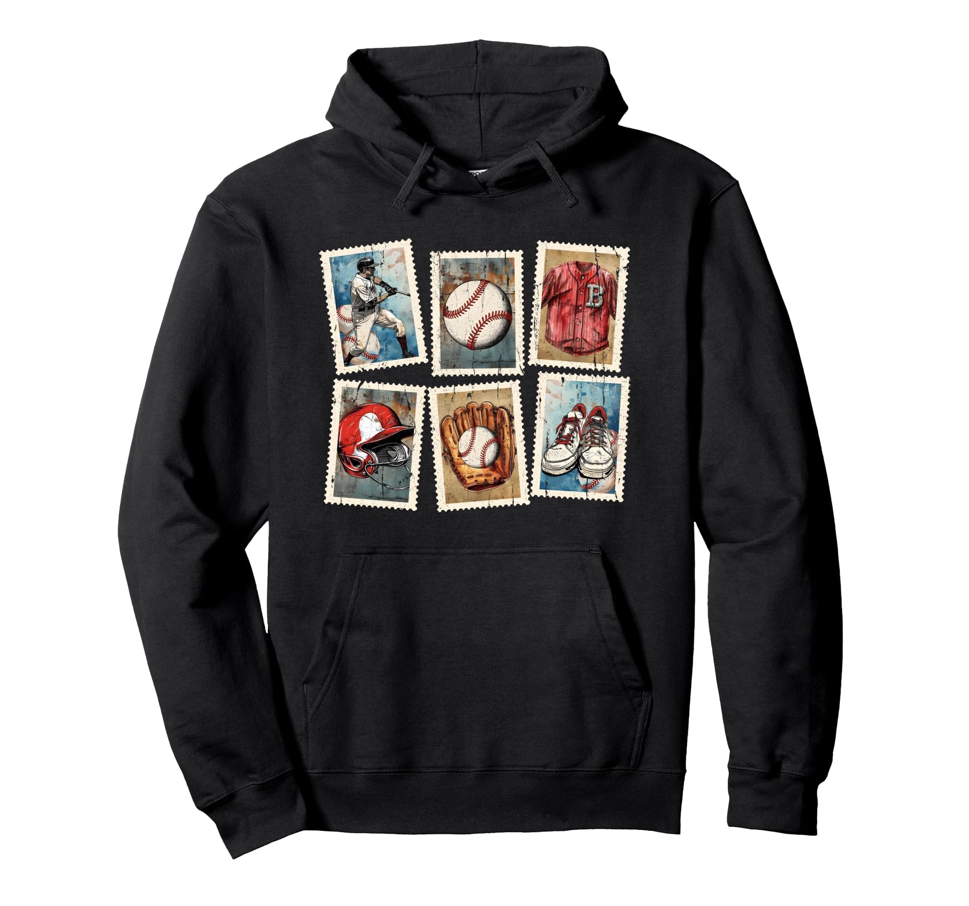 Baseball Stamps Baseball Hoodie - Aesthetic Graphic Men Women - T-Shirt, Sweatshirt, Hoodie
