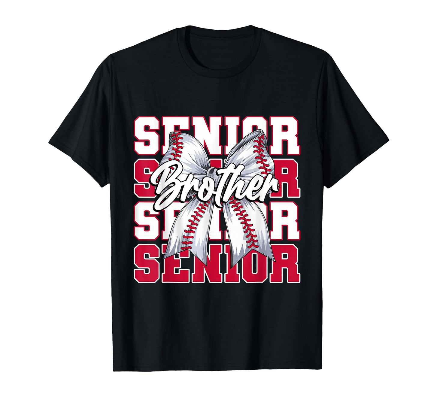 Baseball Brother Senior 2026 Coquette Bow T-Shirt - Unique Graphic Unisex - T-Shirt, Sweatshirt, Hoodie
