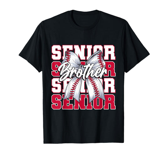 Baseball Brother Senior 2026 Coquette Bow T-Shirt - Unique Graphic Unisex - T-Shirt, Sweatshirt, Hoodie