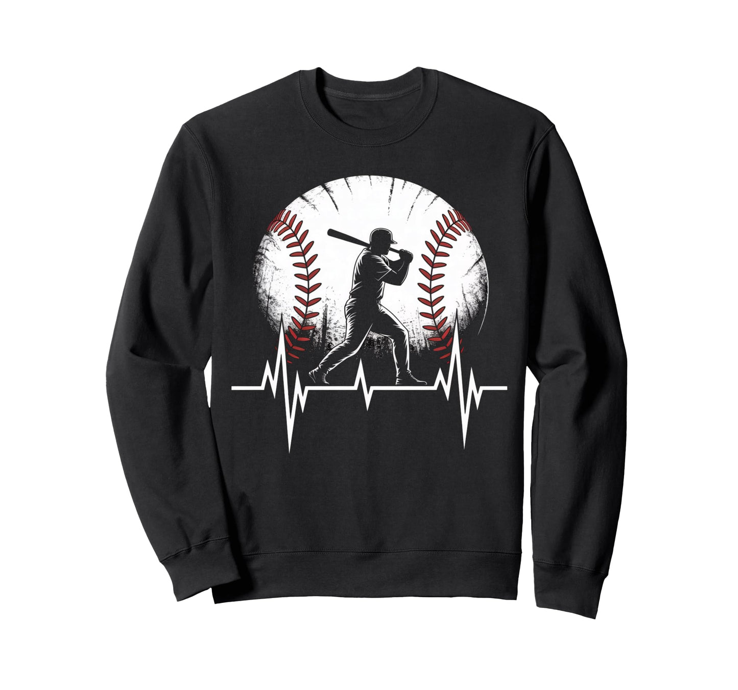 Baseball Heartbeat Batter Sweatshirt - Trendy Graphic for Adults - T-Shirt, Sweatshirt, Hoodie