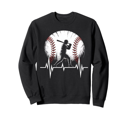Baseball Heartbeat Batter Sweatshirt - Trendy Graphic for Adults - T-Shirt, Sweatshirt, Hoodie