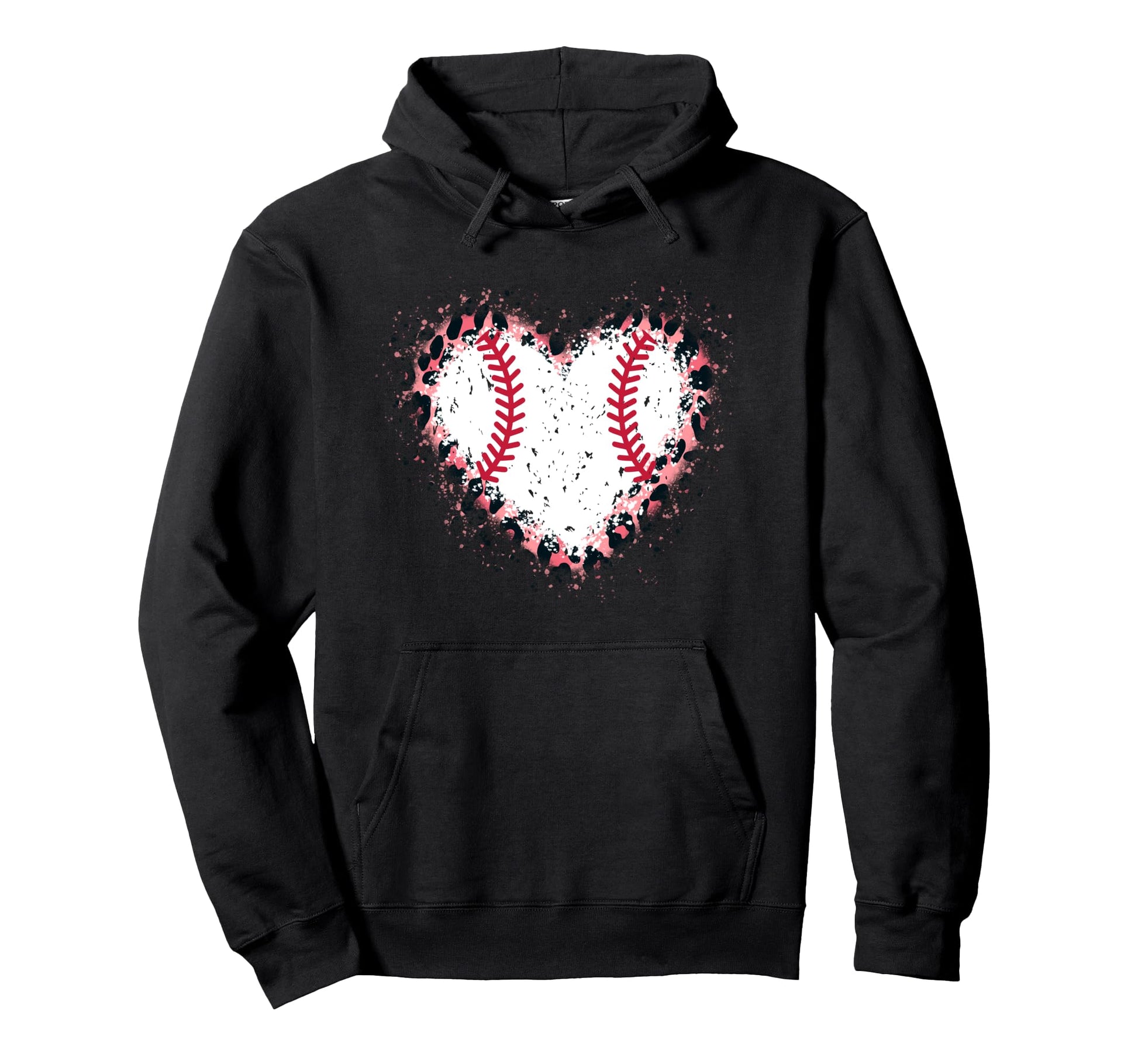 Funny Baseball Heart Baseball Leopard Hoodie - Streetwear Style Men Women - T-Shirt, Sweatshirt, Hoodie