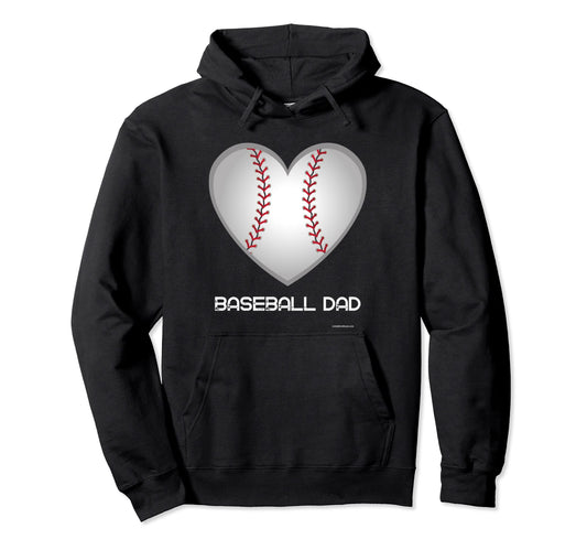 Baseball Dad Heart Base Ball Homerun Bat Hoodie - Novelty Apparel Unisex - T-Shirt, Sweatshirt, Hoodie