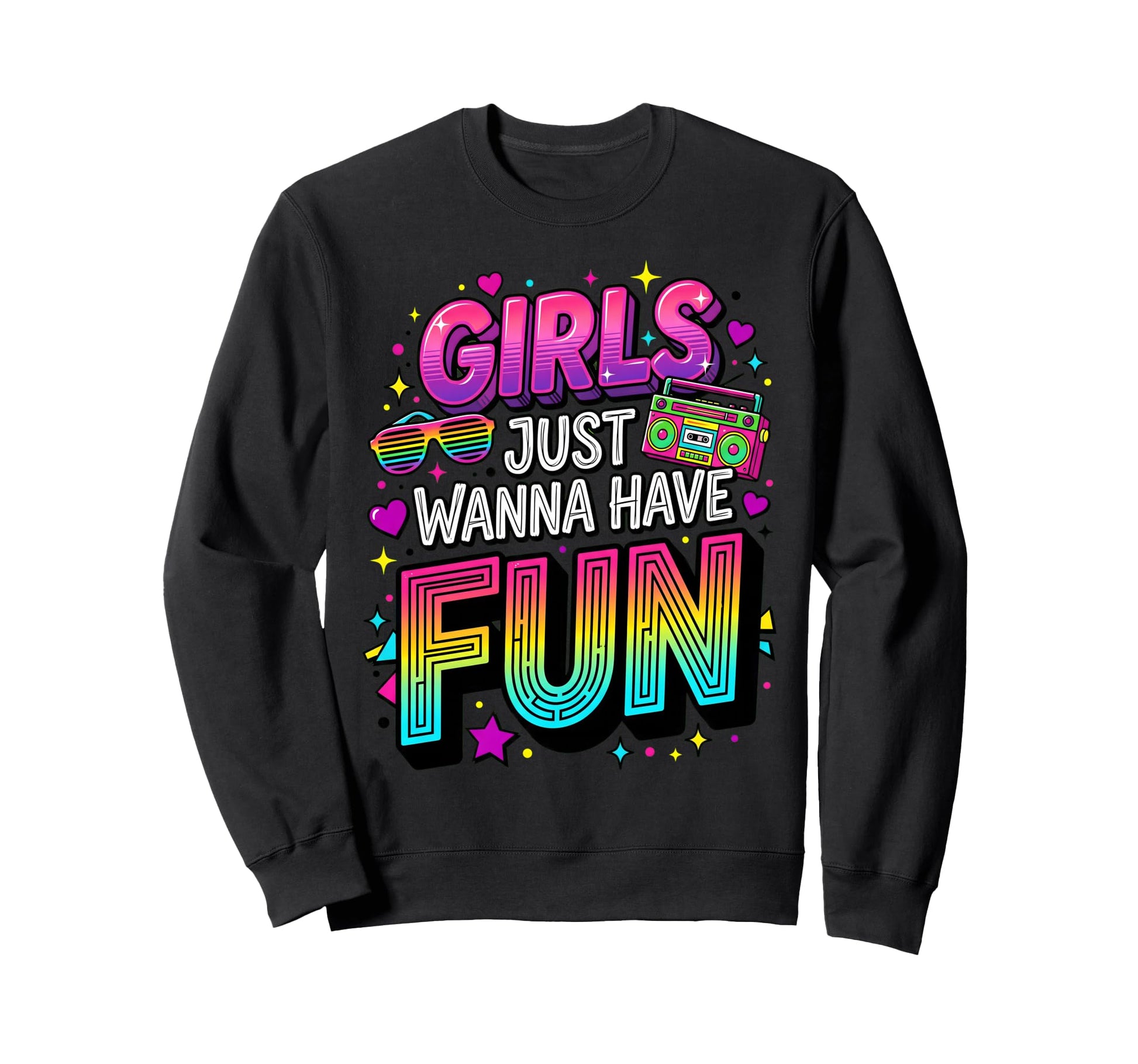 80S Typography Gradient Just Wanna Sweatshirt - Trendy Graphic Men Women - T-Shirt, Sweatshirt, Hoodie