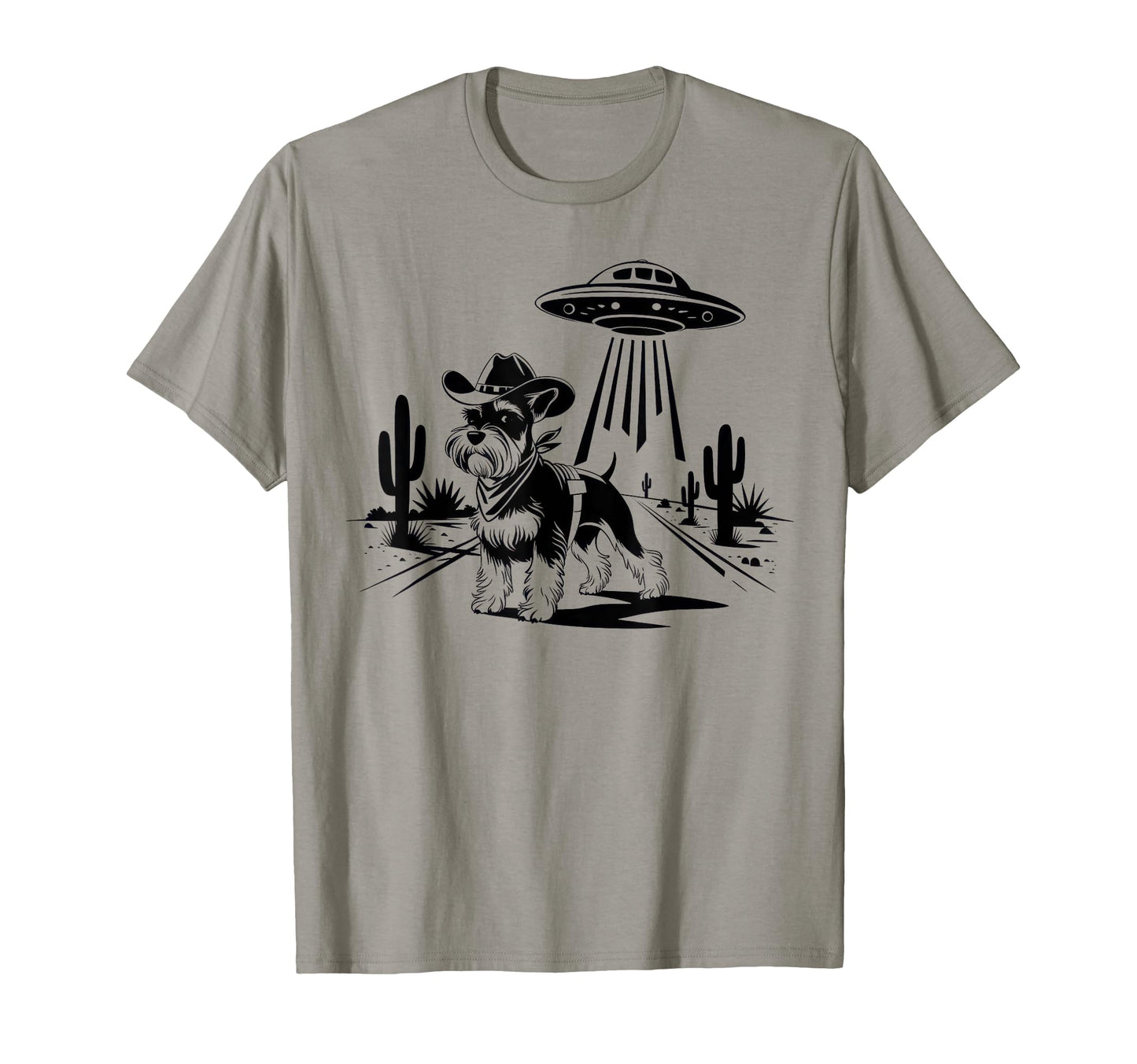 Schnauzer Schnauzer Ufo Western T-Shirt - Aesthetic Graphic for Adults - T-Shirt, Sweatshirt, Hoodie