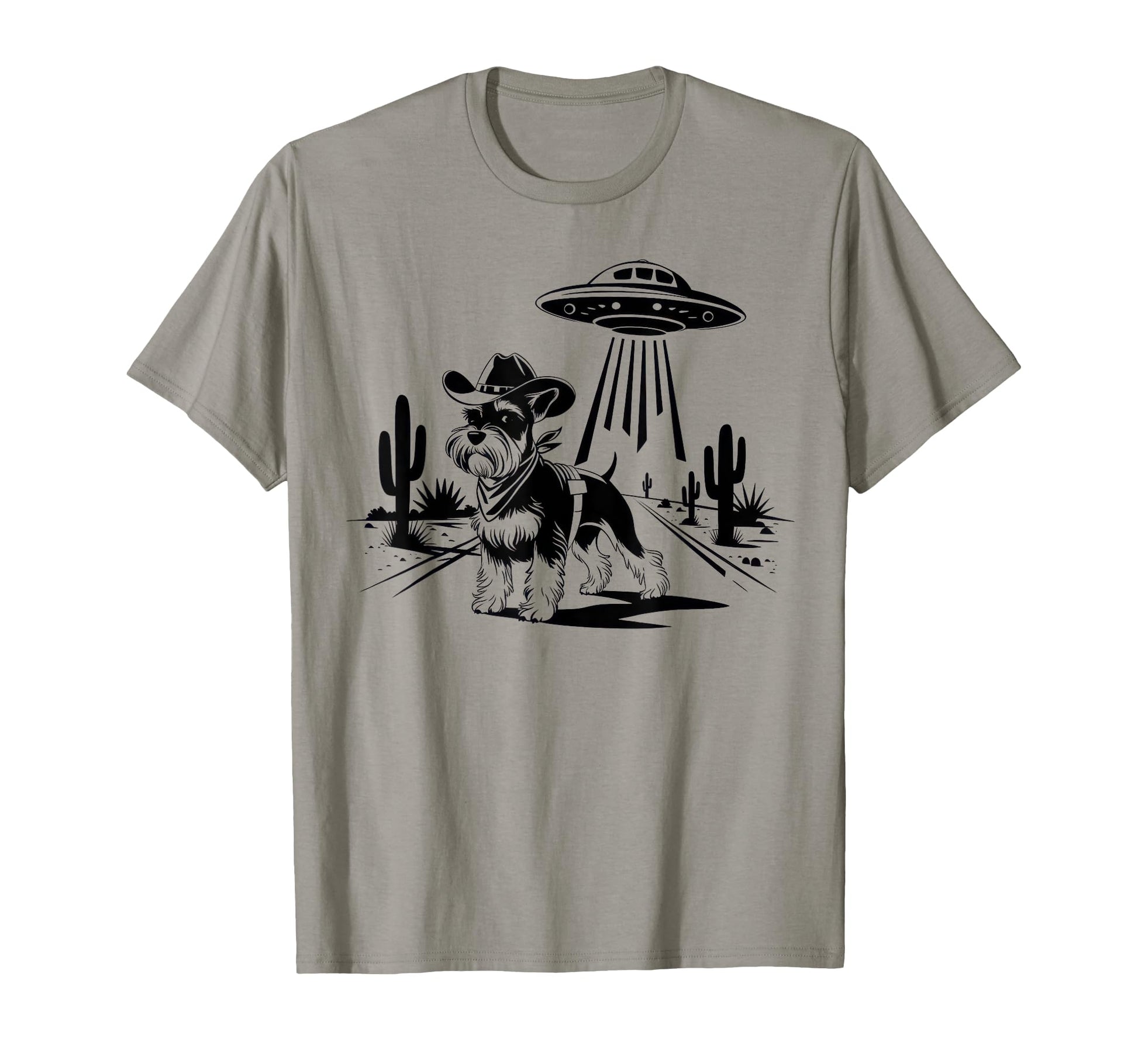 Schnauzer Schnauzer Ufo Western T-Shirt - Aesthetic Graphic for Adults - T-Shirt, Sweatshirt, Hoodie