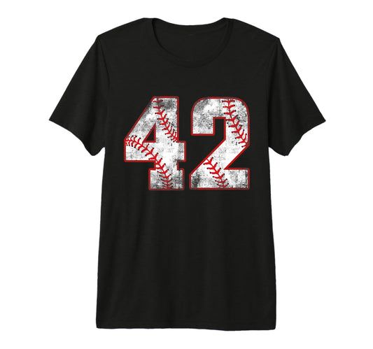 Baseball 42 Jersey Number Tri Blend T-Shirt - Trendy Graphic Men Women - T-Shirt, Sweatshirt, Hoodie