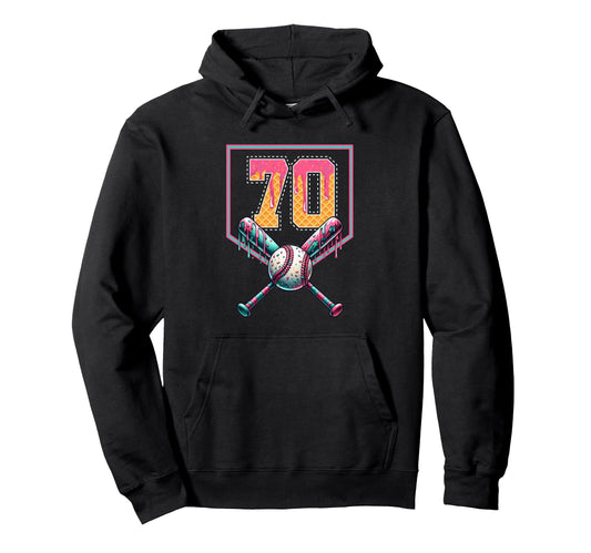 Baseball Drip Number 70 Player Or 70Th Hoodie - Custom Art Print Unisex - T-Shirt, Sweatshirt, Hoodie