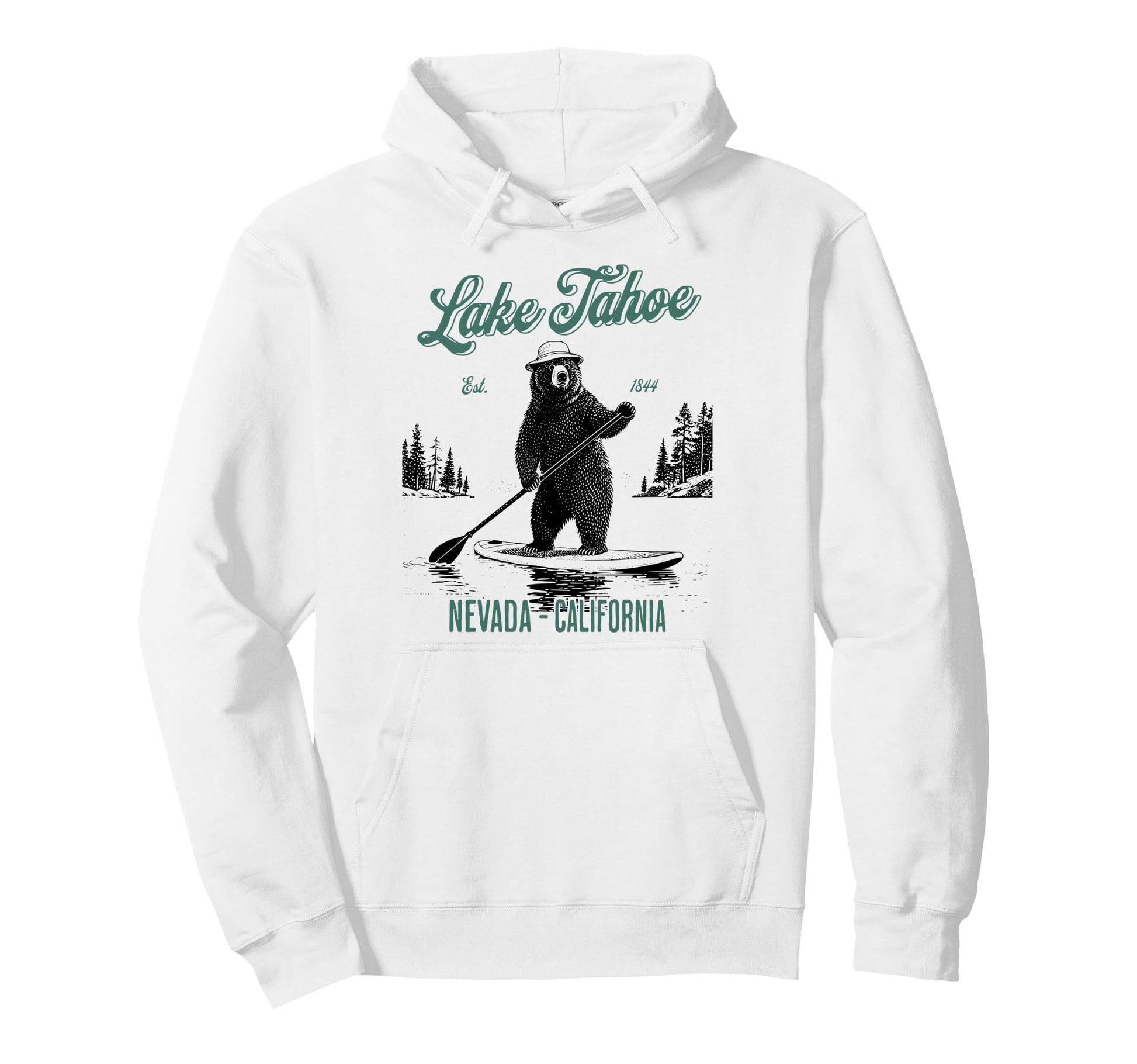 Lake Tahoe Bear Stand Up Paddle Hoodie - Graphic Print for Adults - T-Shirt, Sweatshirt, Hoodie