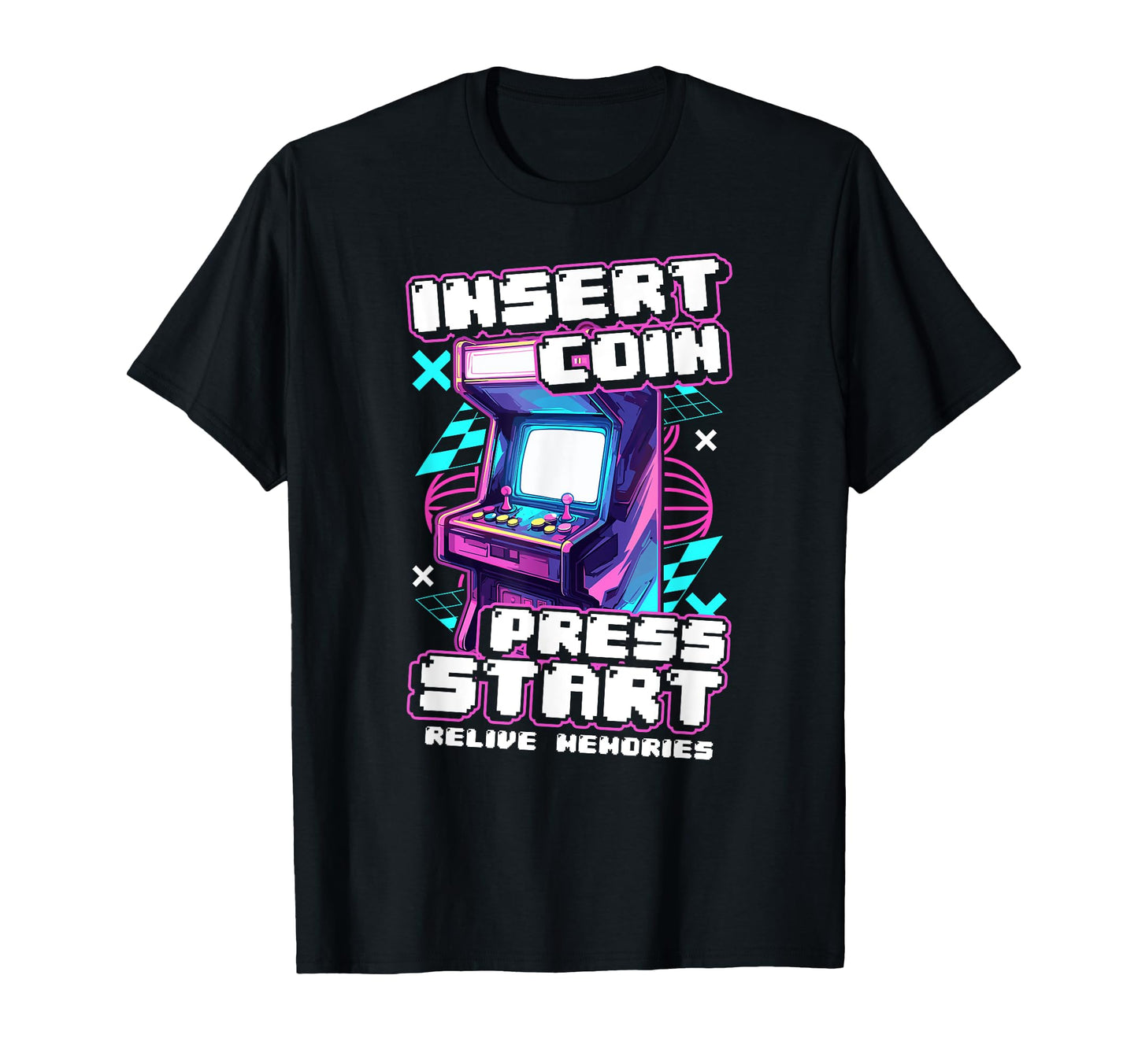 Arcade Machine Insert Coin Press Start T-Shirt - Graphic Print Unisex - T-Shirt, Sweatshirt, Hoodie