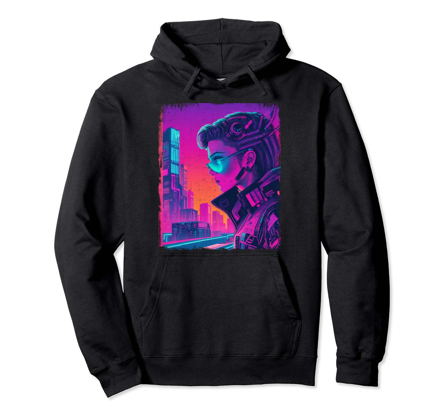 Cyberpunk And City Vaporwave 80S Hoodie - Trendy Graphic Men Women - T-Shirt, Sweatshirt, Hoodie