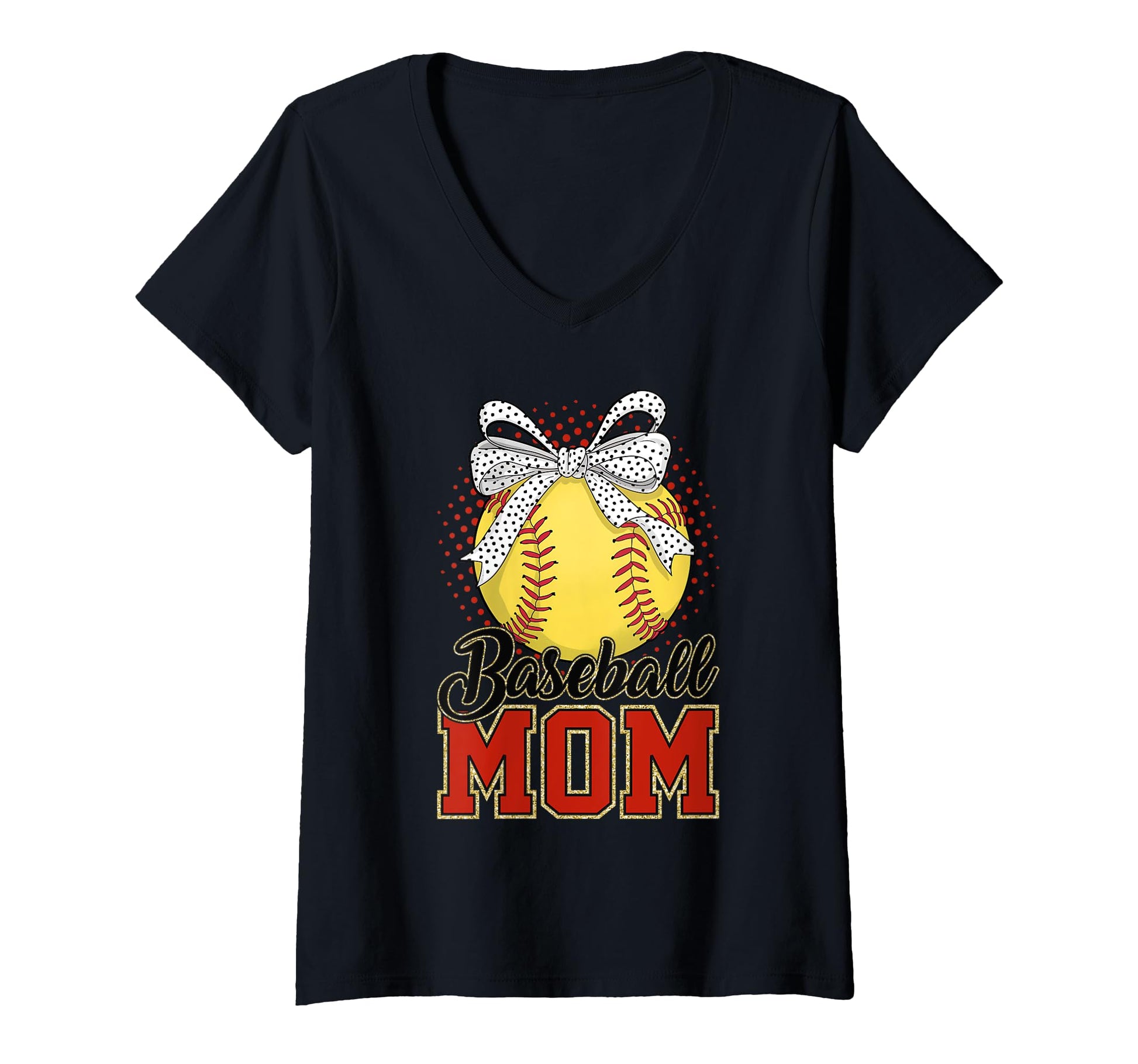 Baseball Mom Play Ball Sports Bow Hoodie - Aesthetic Graphic for Adults - T-Shirt, Sweatshirt, Hoodie
