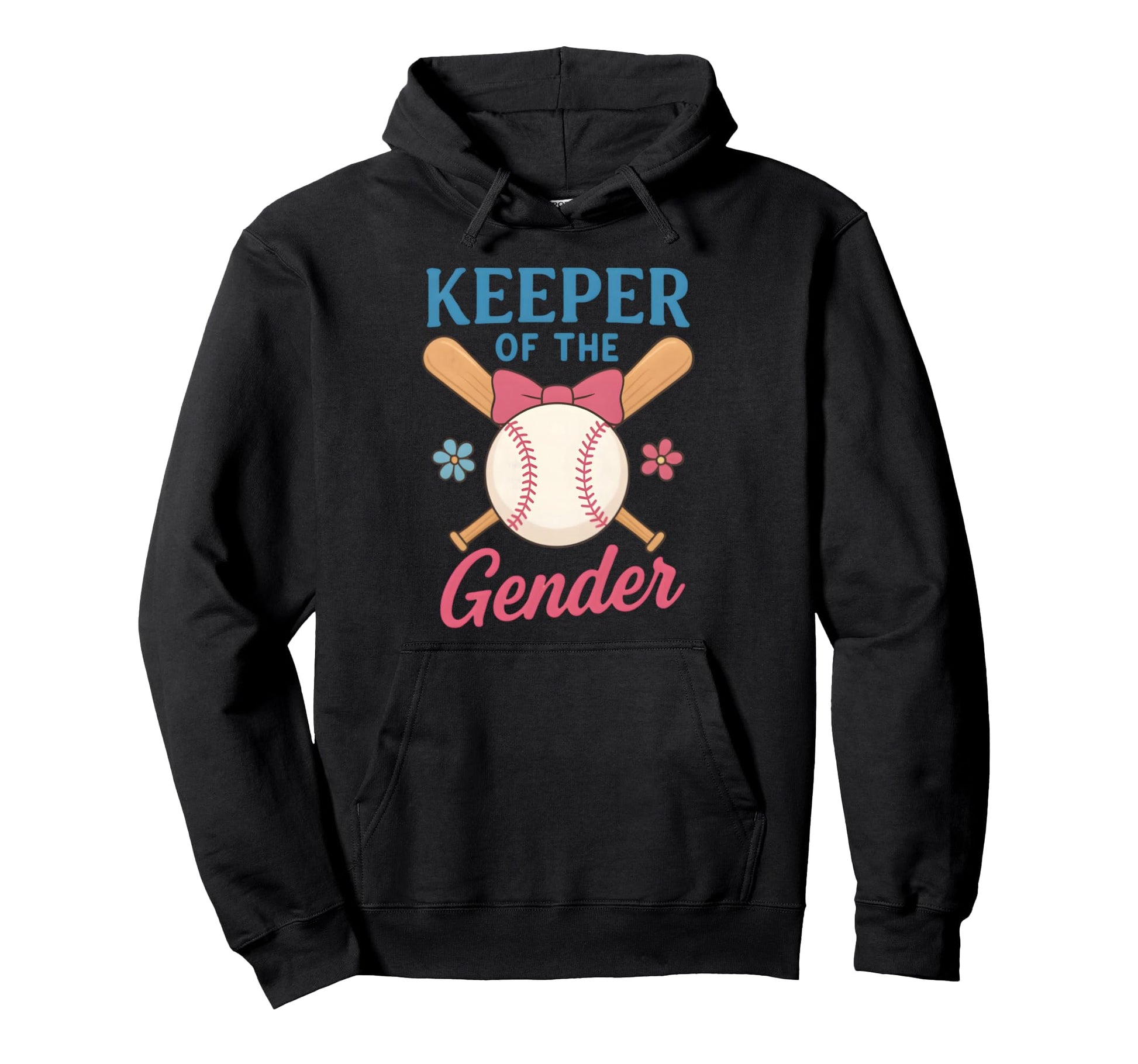 Keeper Gender Baseball Or Bows Funny Reveal Hoodie - Graphic Print Unisex - T-Shirt, Sweatshirt, Hoodie