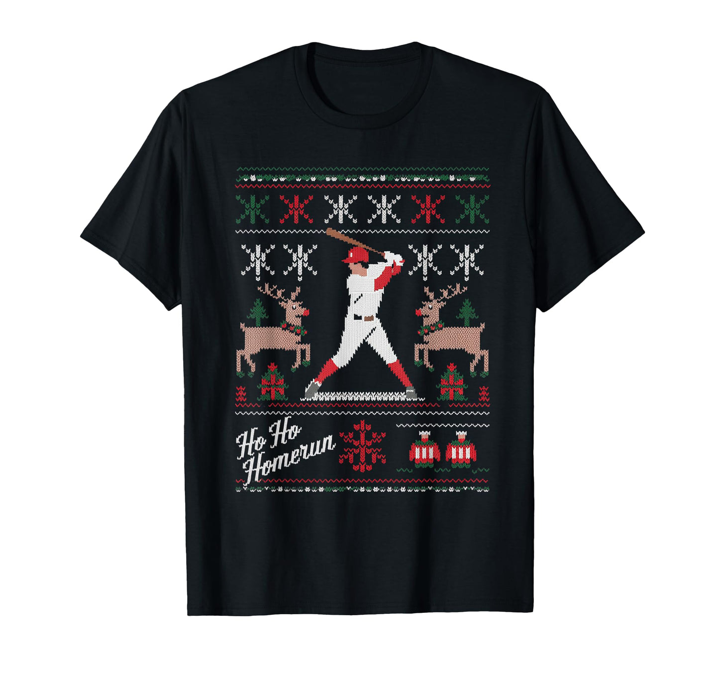 Baseball Softball Ho Ho Homerun Ugly T-Shirt - Graphic Print for Adults - T-Shirt, Sweatshirt, Hoodie