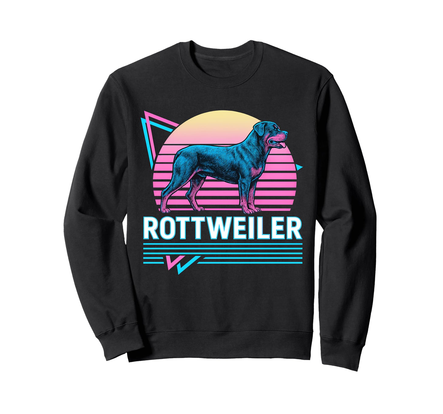 Rottweiler Synthwave Aesthetic Dog Sweatshirt - Graphic Print Men Women - T-Shirt, Sweatshirt, Hoodie