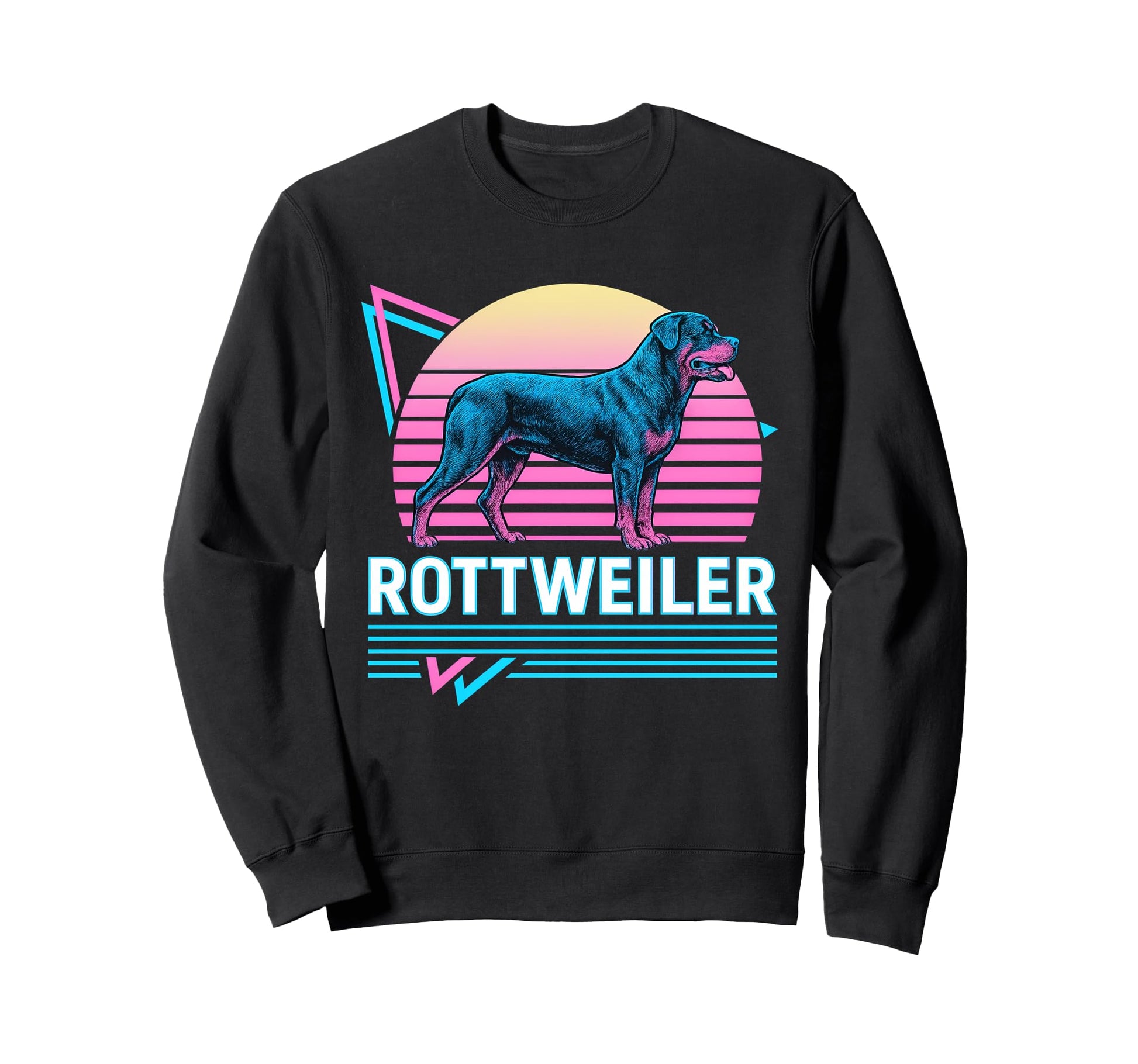 Rottweiler Synthwave Aesthetic Dog Sweatshirt - Graphic Print Men Women - T-Shirt, Sweatshirt, Hoodie