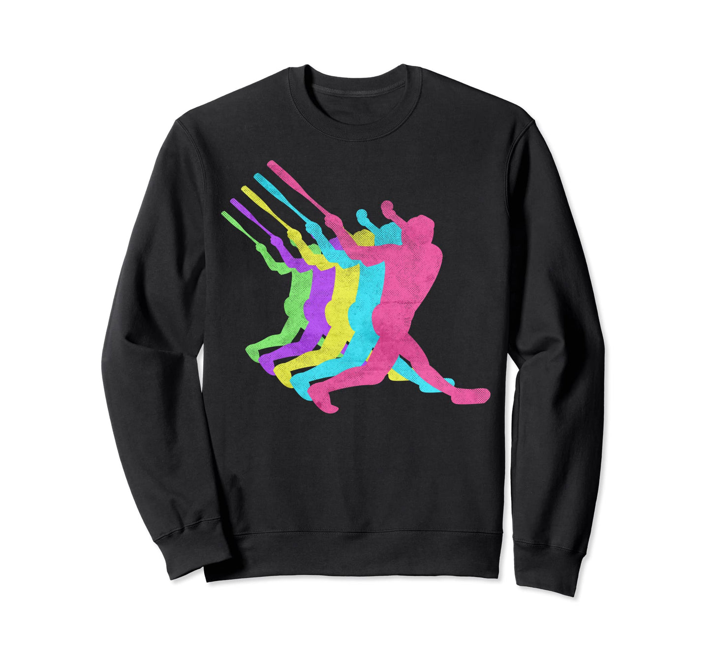 Baseball Homerun Hit 80S Colors 1980S Sweatshirt - Aesthetic Graphic Unisex - T-Shirt, Sweatshirt, Hoodie