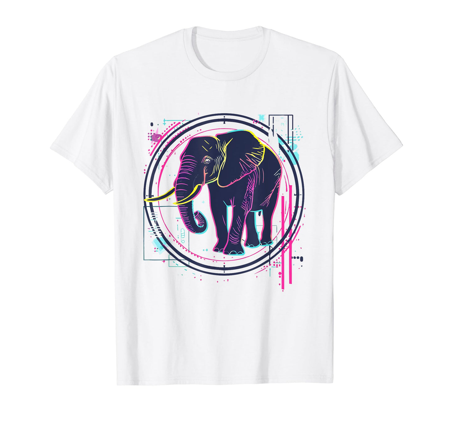 Elephant 80S Synthwave Africa Elephant T-Shirt - Unique Graphic for Adults - T-Shirt, Sweatshirt, Hoodie