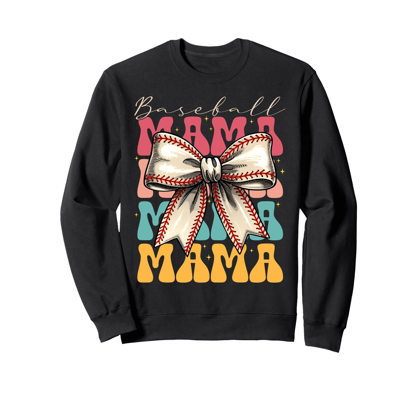 Baseball Mama Coquette Bow Sweatshirt - Casual Everyday Wear Men Women - T-Shirt, Sweatshirt, Hoodie