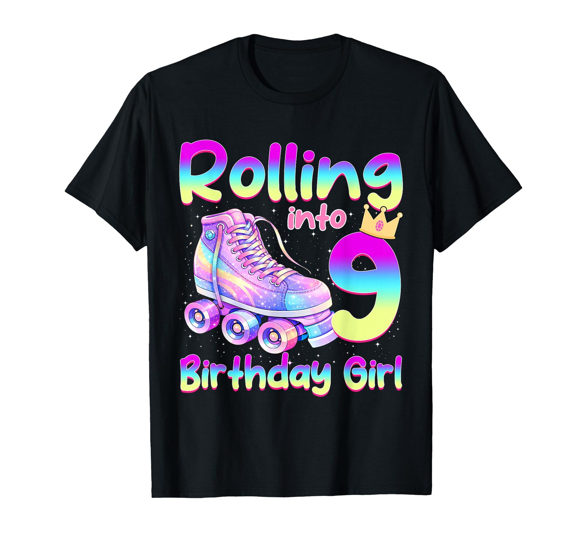 Rolling Into 9 Years Old Roller T-Shirt - Minimalist Print for Adults - T-Shirt, Sweatshirt, Hoodie